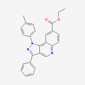 molecular formula C26H21N3O2 B2605037 1-(4-甲基苯基)-3-苯基-1H-吡唑并[4,3-c]喹啉-8-羧酸乙酯 CAS No. 901265-24-5