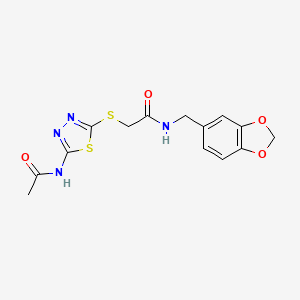 2-[(5-acetamido-1,3,4-thiadiazol-2-yl)sulfanyl]-N-(1,3-benzodioxol-5-ylmethyl)acetamide