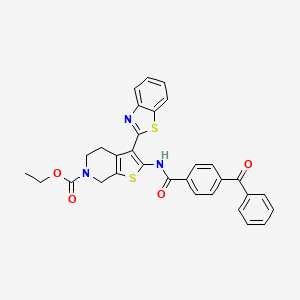 molecular formula C31H25N3O4S2 B2605054 ethyl 3-(benzo[d]thiazol-2-yl)-2-(4-benzoylbenzamido)-4,5-dihydrothieno[2,3-c]pyridine-6(7H)-carboxylate CAS No. 864927-31-1