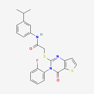 2-{[3-(2-fluorophenyl)-4-oxo-3,4-dihydrothieno[3,2-d]pyrimidin-2-yl]sulfanyl}-N-[3-(propan-2-yl)phenyl]acetamide
