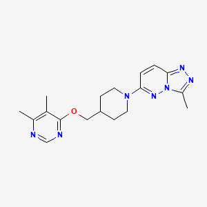 molecular formula C18H23N7O B2605064 6-(4-(((5,6-Dimethylpyrimidin-4-yl)oxy)methyl)piperidin-1-yl)-3-methyl-[1,2,4]triazolo[4,3-b]pyridazine CAS No. 2320666-41-7