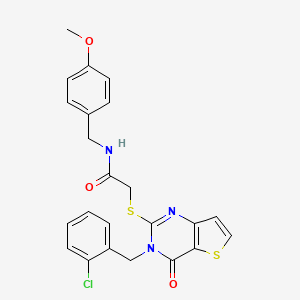 molecular formula C23H20ClN3O3S2 B2605075 2-((3-(2-chlorobenzyl)-4-oxo-3,4-dihydrothieno[3,2-d]pyrimidin-2-yl)thio)-N-(4-methoxybenzyl)acetamide CAS No. 892311-72-7