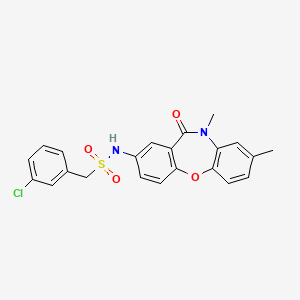 molecular formula C22H19ClN2O4S B2605076 1-(3-chlorophenyl)-N-(8,10-dimethyl-11-oxo-10,11-dihydrodibenzo[b,f][1,4]oxazepin-2-yl)methanesulfonamide CAS No. 922095-08-7
