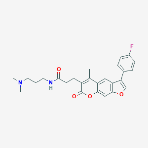 molecular formula C26H27FN2O4 B260508 N-(3-(dimethylamino)propyl)-3-(3-(4-fluorophenyl)-5-methyl-7-oxo-7H-furo[3,2-g]chromen-6-yl)propanamide 