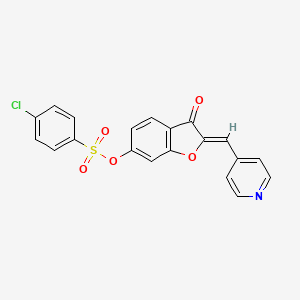 molecular formula C20H12ClNO5S B2605084 (Z)-3-oxo-2-(pyridin-4-ylmethylene)-2,3-dihydrobenzofuran-6-yl 4-chlorobenzenesulfonate CAS No. 899414-32-5