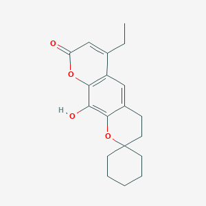 molecular formula C19H22O4 B2605087 6'-ethyl-10'-hydroxy-3',4'-dihydro-8'H-spiro[cyclohexane-1,2'-pyrano[3,2-g]chromen]-8'-one CAS No. 919744-57-3