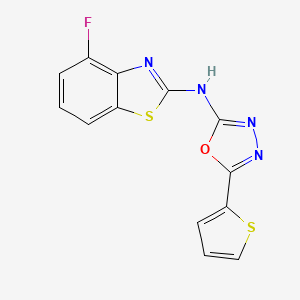 molecular formula C13H7FN4OS2 B2605090 N-(4-fluorobenzo[d]thiazol-2-yl)-5-(thiophen-2-yl)-1,3,4-oxadiazol-2-amine CAS No. 862975-21-1