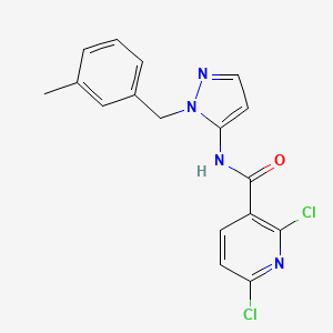 molecular formula C17H14Cl2N4O B2605091 2,6-dichloro-N-{1-[(3-methylphenyl)methyl]-1H-pyrazol-5-yl}pyridine-3-carboxamide CAS No. 1375212-88-6