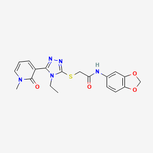 N-(benzo[d][1,3]dioxol-5-yl)-2-((4-ethyl-5-(1-methyl-2-oxo-1,2-dihydropyridin-3-yl)-4H-1,2,4-triazol-3-yl)thio)acetamide