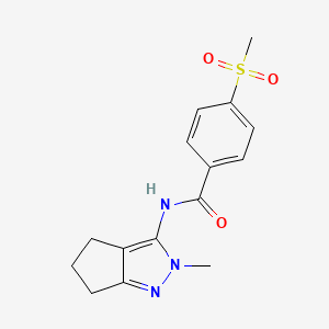 molecular formula C15H17N3O3S B2605099 4-methanesulfonyl-N-{2-methyl-2H,4H,5H,6H-cyclopenta[c]pyrazol-3-yl}benzamide CAS No. 1105222-01-2