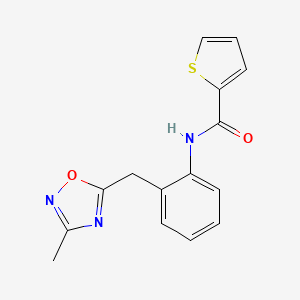 molecular formula C15H13N3O2S B2605106 N-(2-((3-methyl-1,2,4-oxadiazol-5-yl)methyl)phenyl)thiophene-2-carboxamide CAS No. 1448069-90-6