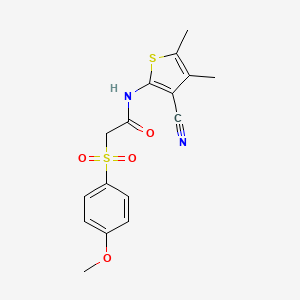 B2605110 N-(3-cyano-4,5-dimethylthiophen-2-yl)-2-((4-methoxyphenyl)sulfonyl)acetamide CAS No. 941951-97-9