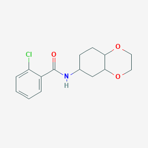 molecular formula C15H18ClNO3 B2605115 2-chloro-N-(octahydrobenzo[b][1,4]dioxin-6-yl)benzamide CAS No. 1902898-09-2