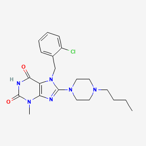 molecular formula C21H27ClN6O2 B2605116 8-(4-butylpiperazin-1-yl)-7-(2-chlorobenzyl)-3-methyl-1H-purine-2,6(3H,7H)-dione CAS No. 898463-97-3