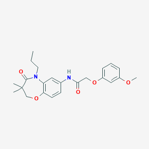 molecular formula C23H28N2O5 B2605117 N-(3,3-dimethyl-4-oxo-5-propyl-2,3,4,5-tetrahydrobenzo[b][1,4]oxazepin-7-yl)-2-(3-methoxyphenoxy)acetamide CAS No. 921564-86-5