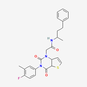 molecular formula C25H24FN3O3S B2605127 2-[3-(4-fluoro-3-methylphenyl)-2,4-dioxo-1H,2H,3H,4H-thieno[3,2-d]pyrimidin-1-yl]-N-(4-phenylbutan-2-yl)acetamide CAS No. 1260920-75-9