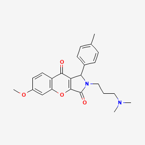 molecular formula C24H26N2O4 B2605130 2-(3-(Dimethylamino)propyl)-6-methoxy-1-(p-tolyl)-1,2-dihydrochromeno[2,3-c]pyrrole-3,9-dione CAS No. 886161-68-8