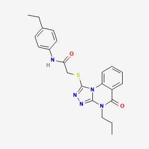 molecular formula C22H23N5O2S B2605132 N-(4-ethylphenyl)-2-((5-oxo-4-propyl-4,5-dihydro-[1,2,4]triazolo[4,3-a]quinazolin-1-yl)thio)acetamide CAS No. 938628-87-6