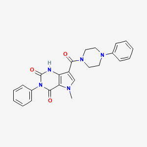 molecular formula C24H23N5O3 B2605137 5-甲基-3-苯基-7-(4-苯基哌嗪-1-羰基)-1H-吡咯并[3,2-d]嘧啶-2,4(3H,5H)-二酮 CAS No. 921508-95-4