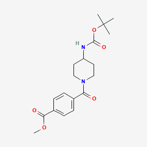 molecular formula C19H26N2O5 B2605138 4-[4-(叔丁氧羰基氨基)哌啶-1-羰基]苯甲酸甲酯 CAS No. 784177-42-0