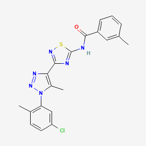 molecular formula C20H17ClN6OS B2605142 N-{3-[1-(5-chloro-2-methylphenyl)-5-methyl-1H-1,2,3-triazol-4-yl]-1,2,4-thiadiazol-5-yl}-3-methylbenzamide CAS No. 895119-95-6