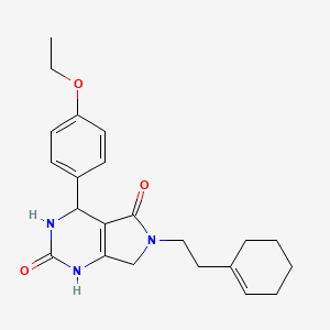 molecular formula C22H27N3O3 B2605150 6-(2-(cyclohex-1-en-1-yl)ethyl)-4-(4-ethoxyphenyl)-3,4,6,7-tetrahydro-1H-pyrrolo[3,4-d]pyrimidine-2,5-dione CAS No. 946325-33-3