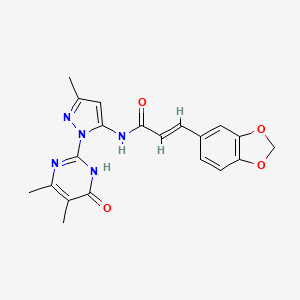 (2E)-3-(2H-1,3-benzodioxol-5-yl)-N-[1-(4,5-dimethyl-6-oxo-1,6-dihydropyrimidin-2-yl)-3-methyl-1H-pyrazol-5-yl]prop-2-enamide