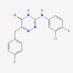 3-((3-chloro-4-fluorophenyl)amino)-6-(4-fluorobenzyl)-1,2,4-triazin-5(4H)-one