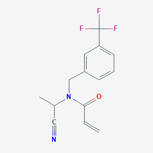 molecular formula C14H13F3N2O B2605157 N-(1-Cyanoethyl)-N-[[3-(trifluoromethyl)phenyl]methyl]prop-2-enamide CAS No. 2411310-23-9