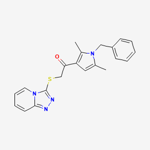 molecular formula C21H20N4OS B2605168 2-([1,2,4]triazolo[4,3-a]pyridin-3-ylthio)-1-(1-benzyl-2,5-dimethyl-1H-pyrrol-3-yl)ethanone CAS No. 442865-26-1