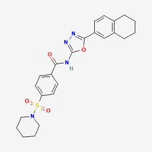4-piperidin-1-ylsulfonyl-N-[5-(5,6,7,8-tetrahydronaphthalen-2-yl)-1,3,4-oxadiazol-2-yl]benzamide