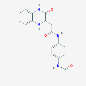 molecular formula C18H18N4O3 B2605192 N-(4-acetamidophenyl)-2-(3-oxo-1,2,3,4-tetrahydroquinoxalin-2-yl)acetamide CAS No. 1008865-40-4