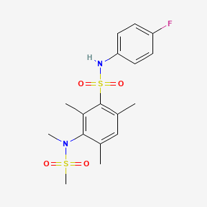 molecular formula C17H21FN2O4S2 B2605202 N-(4-fluorophenyl)-2,4,6-trimethyl-3-(N-methylmethylsulfonamido)benzenesulfonamide CAS No. 923250-68-4