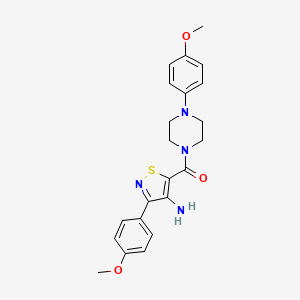 molecular formula C22H24N4O3S B2605203 (4-Amino-3-(4-methoxyphenyl)isothiazol-5-yl)(4-(4-methoxyphenyl)piperazin-1-yl)methanone CAS No. 1286696-47-6