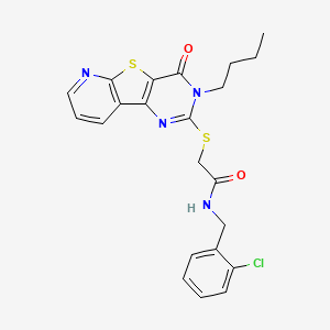 molecular formula C22H21ClN4O2S2 B2605217 2-((3-butyl-4-oxo-3,4-dihydropyrido[3',2':4,5]thieno[3,2-d]pyrimidin-2-yl)thio)-N-(2-chlorobenzyl)acetamide CAS No. 1242875-77-9