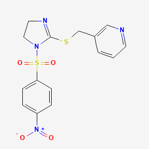 3-[[1-(4-Nitrophenyl)sulfonyl-4,5-dihydroimidazol-2-yl]sulfanylmethyl]pyridine