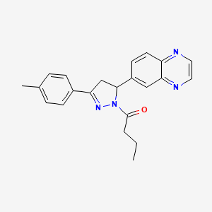 molecular formula C22H22N4O B2605224 1-(5-(quinoxalin-6-yl)-3-(p-tolyl)-4,5-dihydro-1H-pyrazol-1-yl)butan-1-one CAS No. 942034-29-9