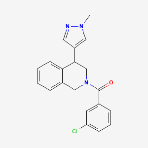 molecular formula C20H18ClN3O B2605231 (3-氯苯基)(4-(1-甲基-1H-吡唑-4-基)-3,4-二氢异喹啉-2(1H)-基)甲苯酮 CAS No. 2309606-03-7