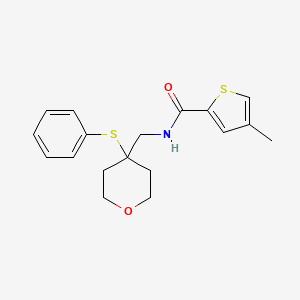 molecular formula C18H21NO2S2 B2605232 4-methyl-N-((4-(phenylthio)tetrahydro-2H-pyran-4-yl)methyl)thiophene-2-carboxamide CAS No. 1797258-65-1