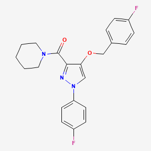 molecular formula C22H21F2N3O2 B2605236 (4-((4-氟苄基)氧基)-1-(4-氟苯基)-1H-吡唑-3-基)(哌啶-1-基)甲酮 CAS No. 1185099-03-9