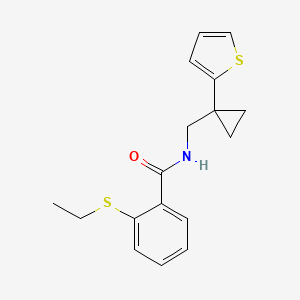 molecular formula C17H19NOS2 B2605240 2-(乙硫基)-N-((1-(噻吩-2-基)环丙基)甲基)苯甲酰胺 CAS No. 1209735-91-0