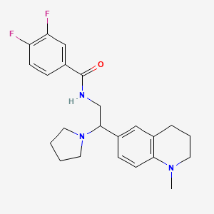 molecular formula C23H27F2N3O B2605243 3,4-difluoro-N-(2-(1-methyl-1,2,3,4-tetrahydroquinolin-6-yl)-2-(pyrrolidin-1-yl)ethyl)benzamide CAS No. 921895-35-4