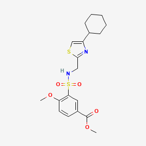 molecular formula C19H24N2O5S2 B2605252 methyl 3-(N-((4-cyclohexylthiazol-2-yl)methyl)sulfamoyl)-4-methoxybenzoate CAS No. 2034490-87-2