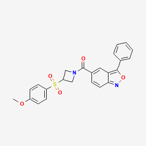 molecular formula C24H20N2O5S B2605254 (3-((4-甲氧基苯基)磺酰基)氮杂环丁-1-基)(3-苯基苯并[c]异恶唑-5-基)甲苯酮 CAS No. 1705974-79-3