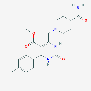 molecular formula C22H30N4O4 B2605265 Ethyl 6-[(4-carbamoylpiperidin-1-yl)methyl]-4-(4-ethylphenyl)-2-oxo-1,2,3,4-tetrahydropyrimidine-5-carboxylate CAS No. 1261002-41-8