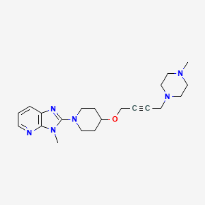 molecular formula C21H30N6O B2605270 1-methyl-4-{4-[(1-{3-methyl-3H-imidazo[4,5-b]pyridin-2-yl}piperidin-4-yl)oxy]but-2-yn-1-yl}piperazine CAS No. 2415552-39-3