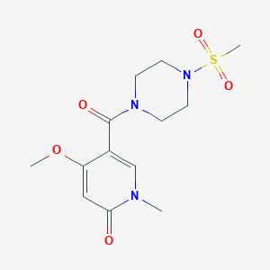molecular formula C13H19N3O5S B2605272 4-methoxy-1-methyl-5-(4-(methylsulfonyl)piperazine-1-carbonyl)pyridin-2(1H)-one CAS No. 2034319-99-6