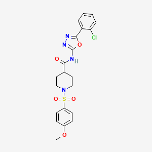 molecular formula C21H21ClN4O5S B2605274 N-(5-(2-chlorophenyl)-1,3,4-oxadiazol-2-yl)-1-((4-methoxyphenyl)sulfonyl)piperidine-4-carboxamide CAS No. 941893-20-5