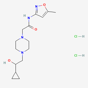 molecular formula C15H26Cl2N4O3 B2605277 2-(4-(2-cyclopropyl-2-hydroxyethyl)piperazin-1-yl)-N-(5-methylisoxazol-3-yl)acetamide dihydrochloride CAS No. 1396882-56-6