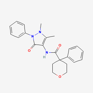 molecular formula C23H25N3O3 B2605283 N-(1,5-dimethyl-3-oxo-2-phenyl-2,3-dihydro-1H-pyrazol-4-yl)-4-phenyltetrahydro-2H-pyran-4-carboxamide CAS No. 700851-60-1